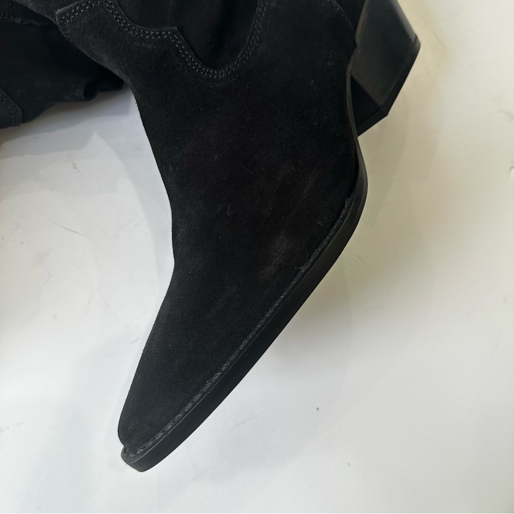 Chinese Laundry Califa Casual Bootie Black Suede Pointy Toe Western Ankle Boots - Picture 2 of 13